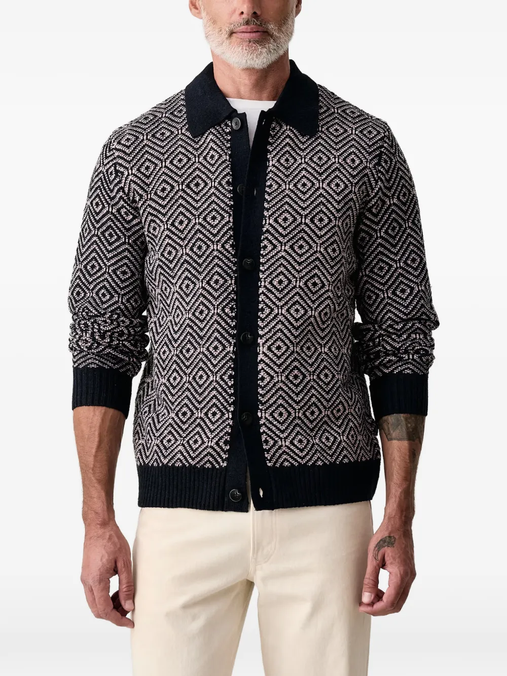 Lindbergh geometric-patterned cardigan - Blu