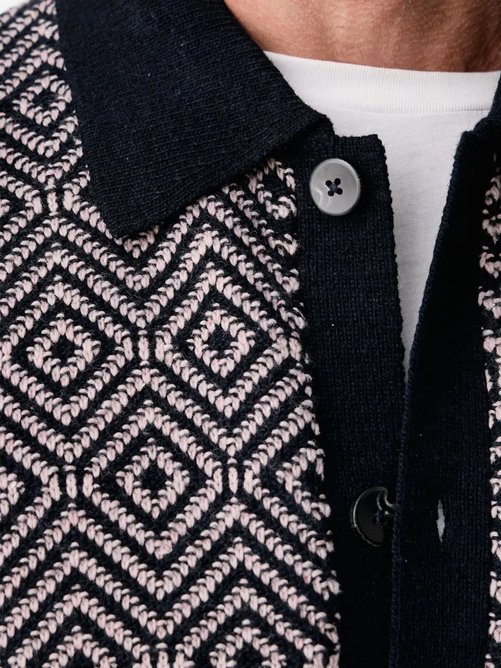 Lindbergh geometric-patterned cardigan Blauw