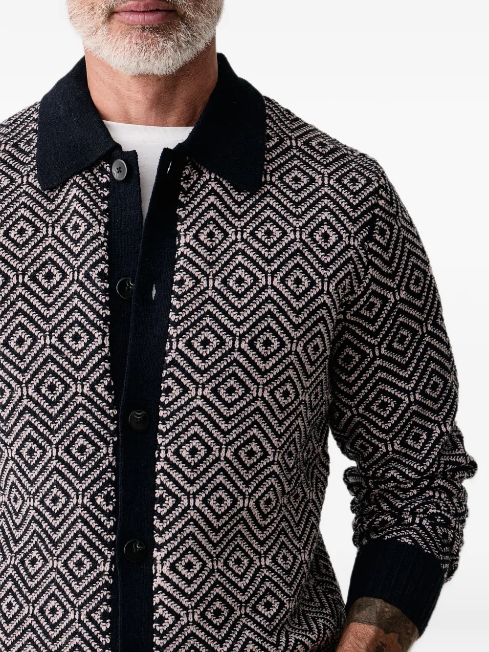 Lindbergh geometric-patterned cardigan Blauw