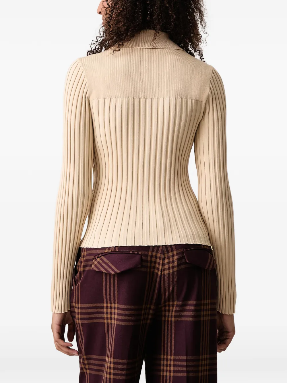 Lola Casademunt ribbed-knit zip-up cardigan - Toni neutri