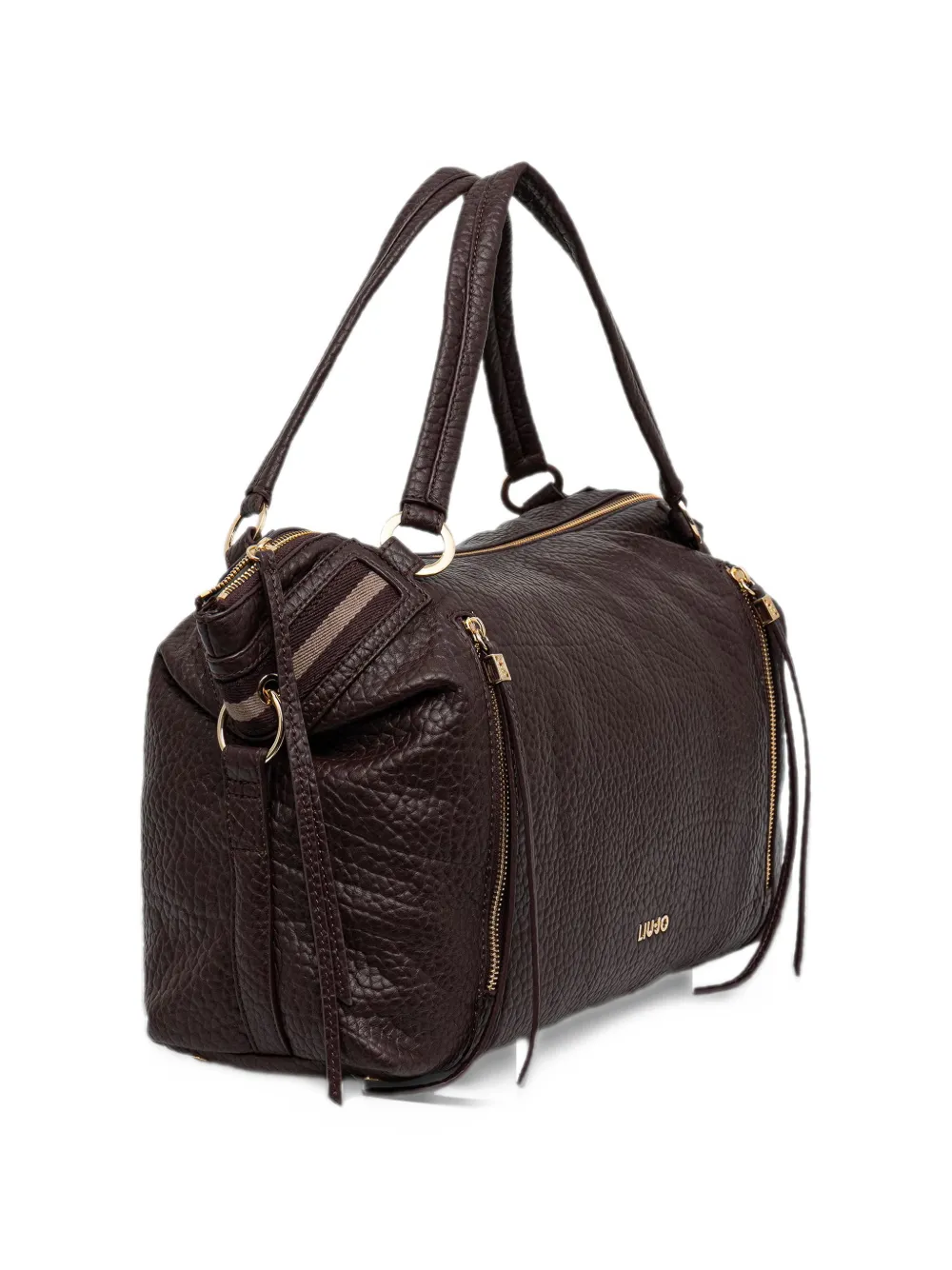 LIU JO pebbled-texture zipped tote bag Rood