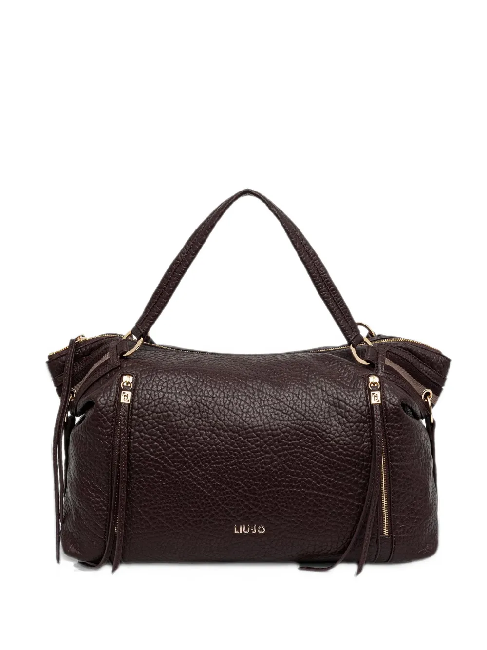 LIU JO pebbled-texture zipped tote bag Rood