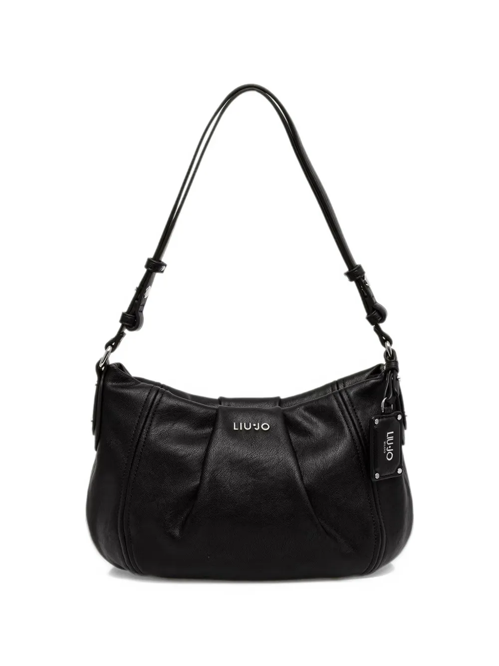 LIU JO logo-plaque pebbled shoulder bag - Nero