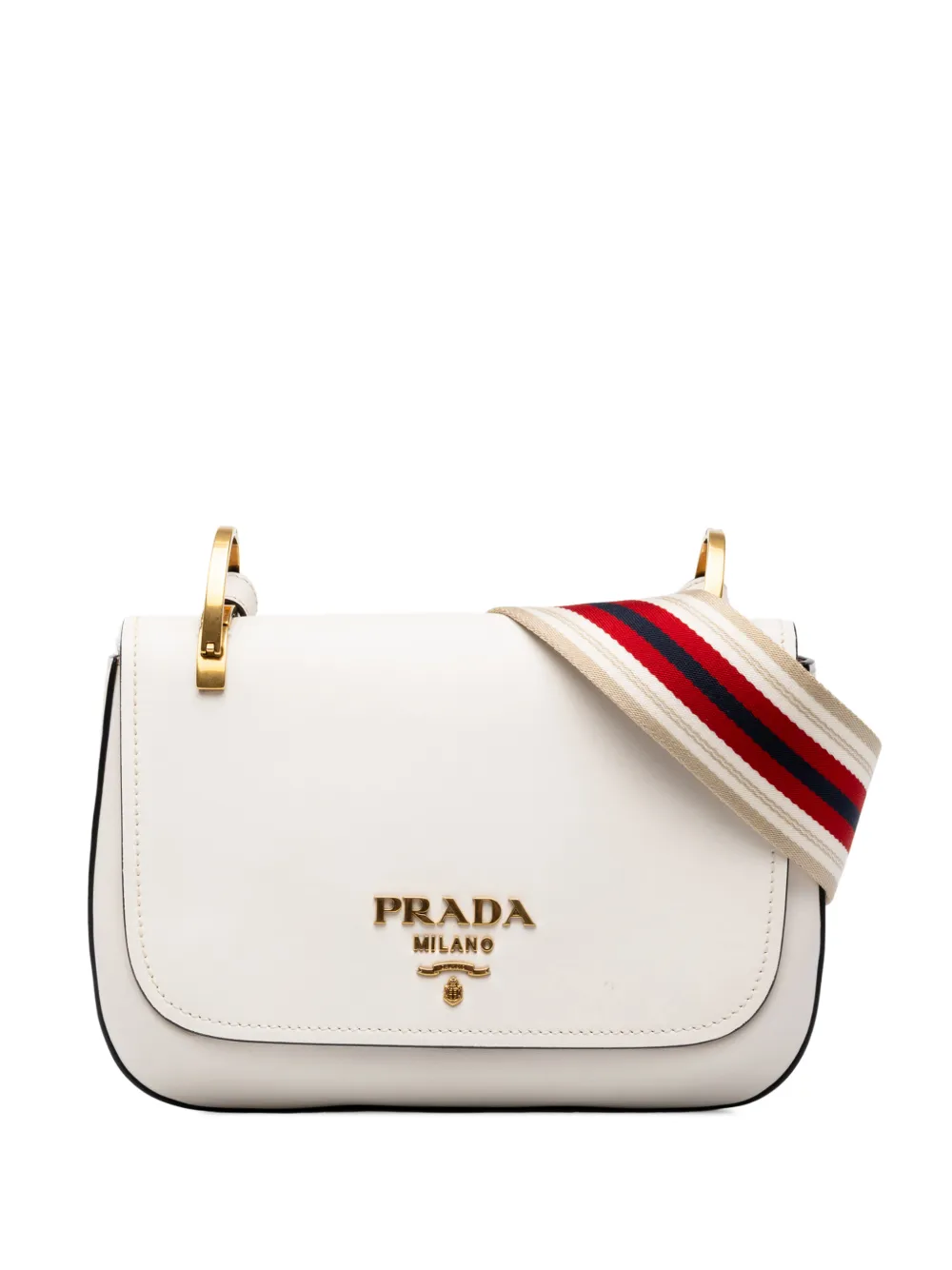 Prada Pre-Owned 2013-2026 City Calf Pionniere Saddle Bag crossbody bag - White