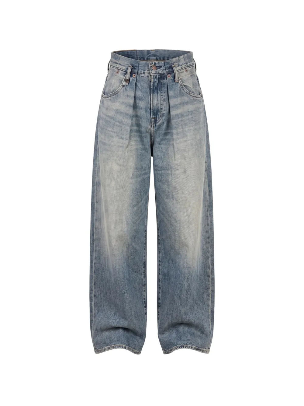 R13 faded-effect pleated jeans - Blu
