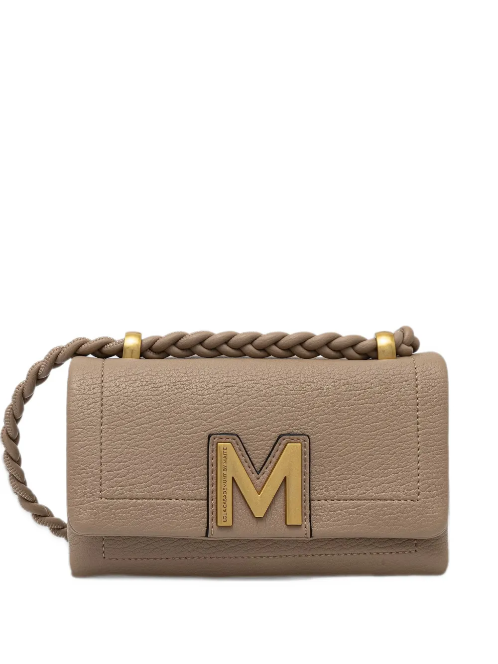 Lola Casademunt logo-plaque braided-strap cross body bag - Grigio