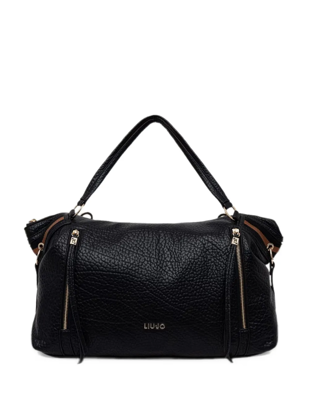 LIU JO grained-effect zip-detail tote bag Zwart