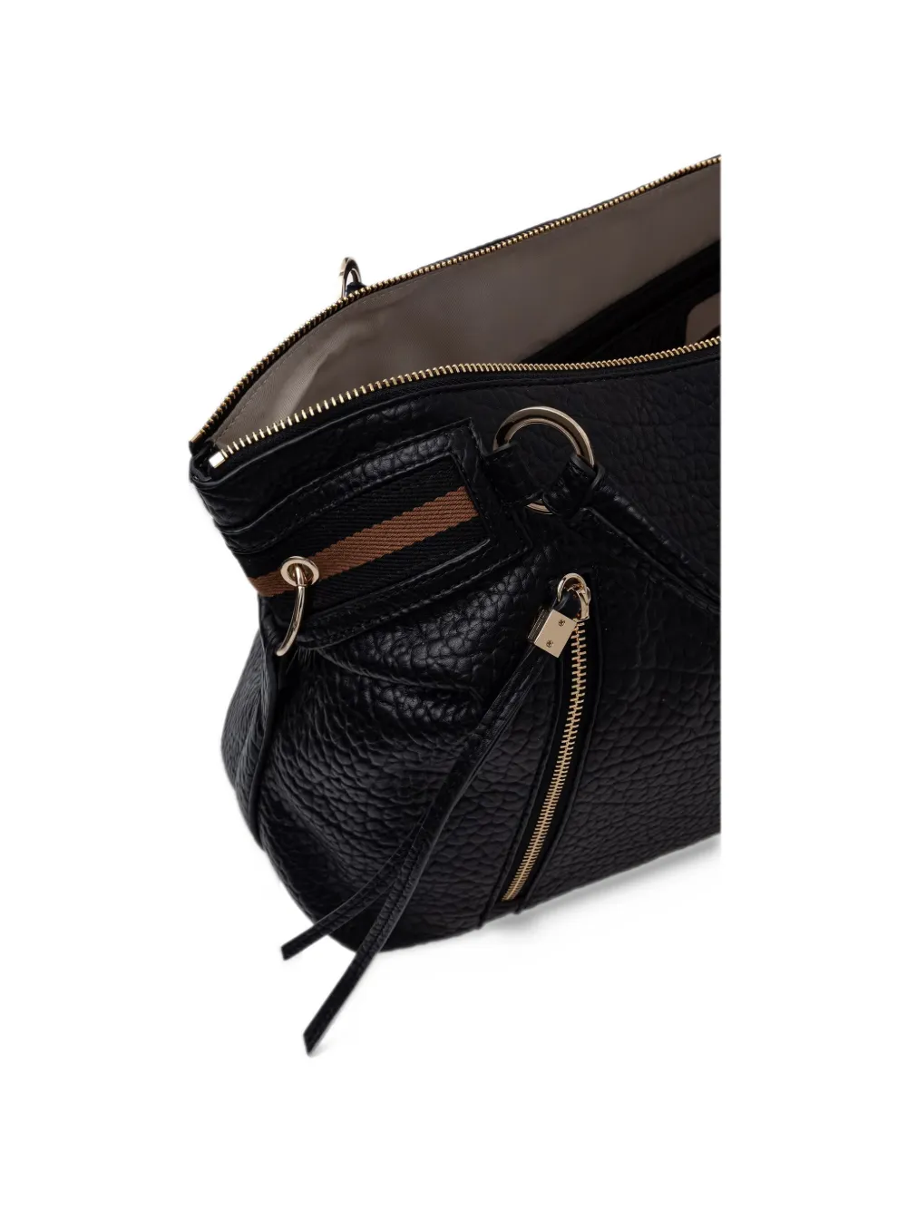 LIU JO grained-effect zip-detail tote bag Zwart