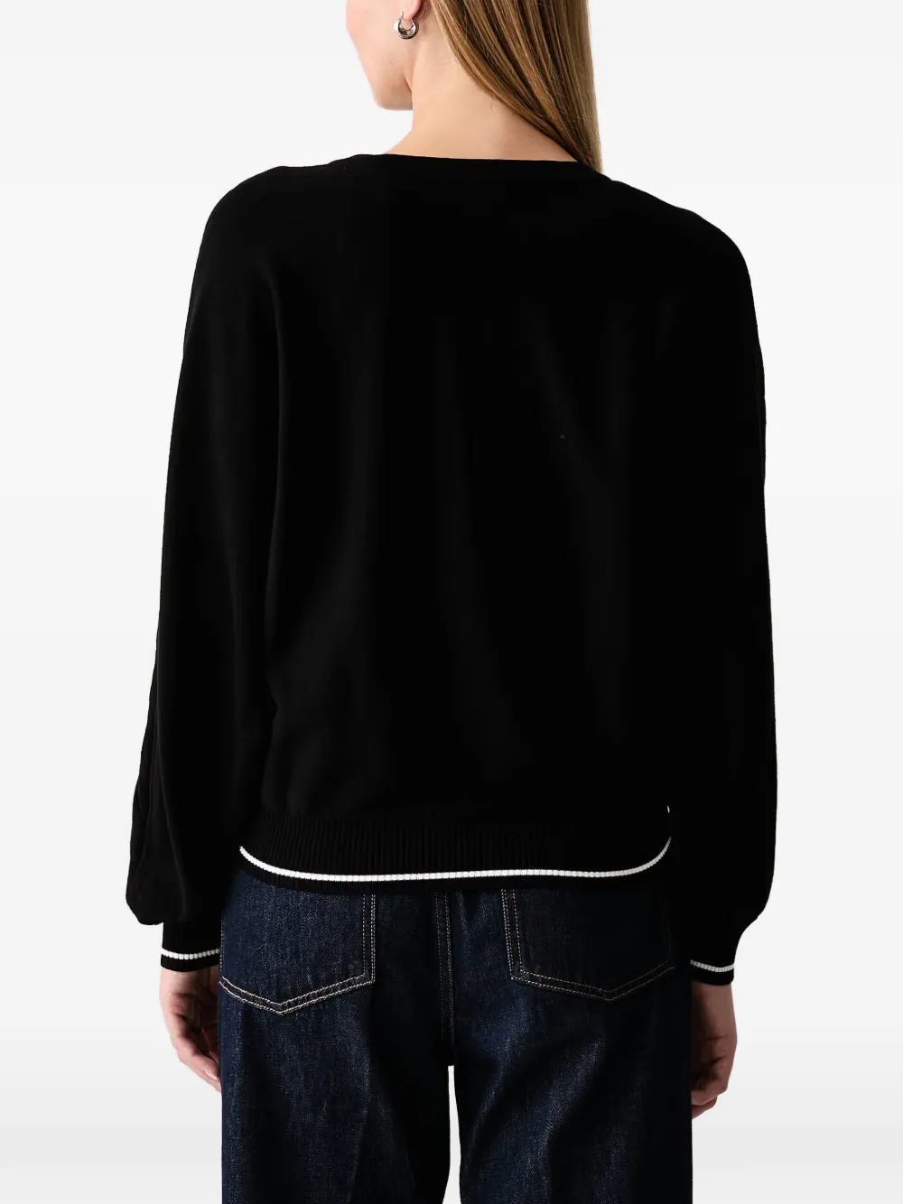 LIU JO rhinestone-embellished zip-up cardigan Zwart