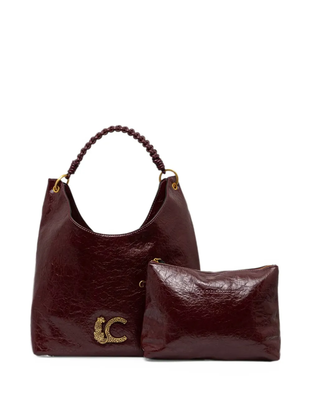 Lola Casademunt leopard-logo braided-handle tote bag Rood