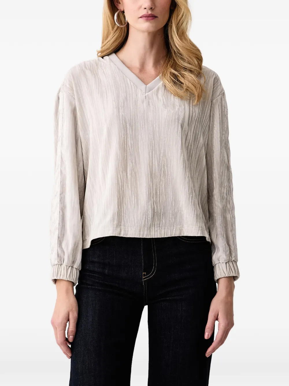 LIU JO sweatshirt in velvet crinkle - Toni neutri