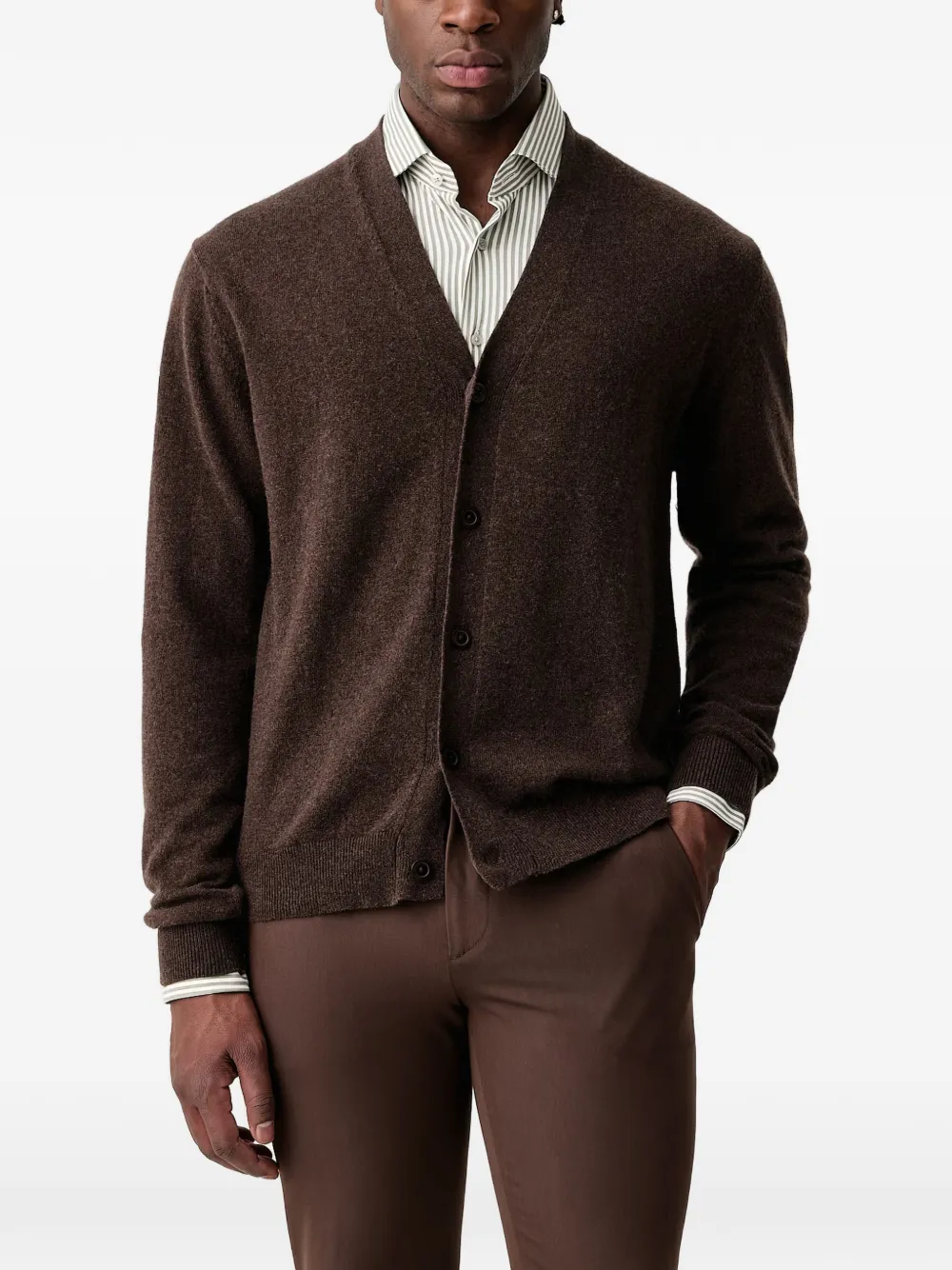 Lindbergh V-neck button-up cardigan - Marrone