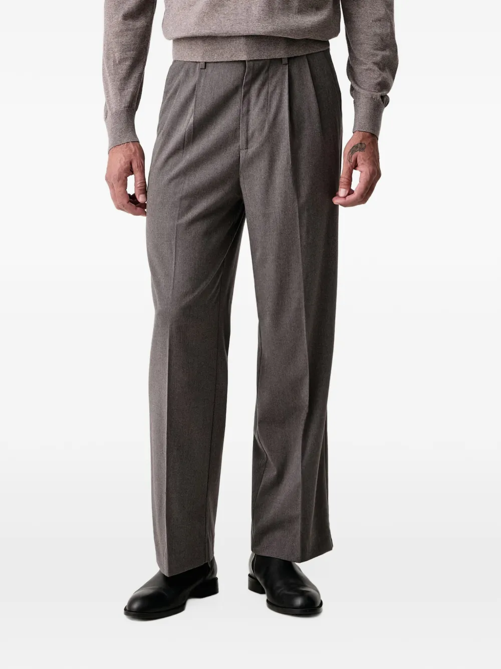 Lindbergh pleated straight-leg trousers - Grigio