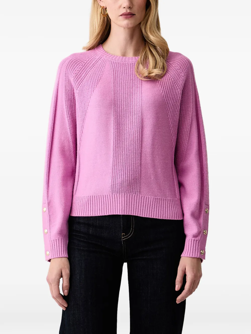 LIU JO knit sweater in a wool-blend with buttons - Rosa