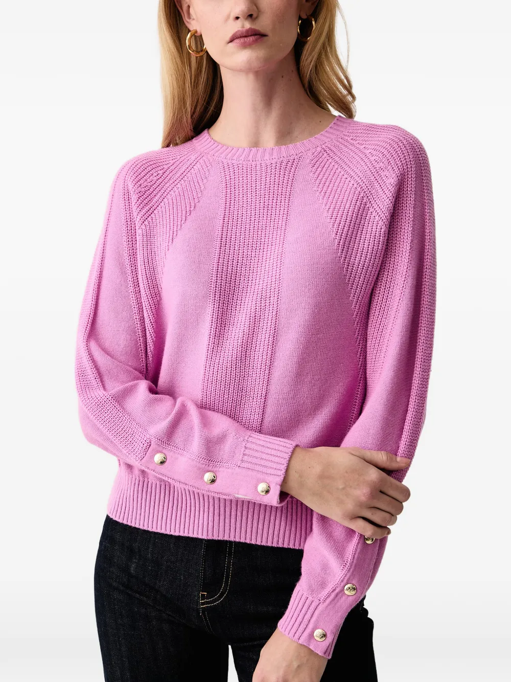 LIU JO knit sweater in a wool-blend with buttons Roze