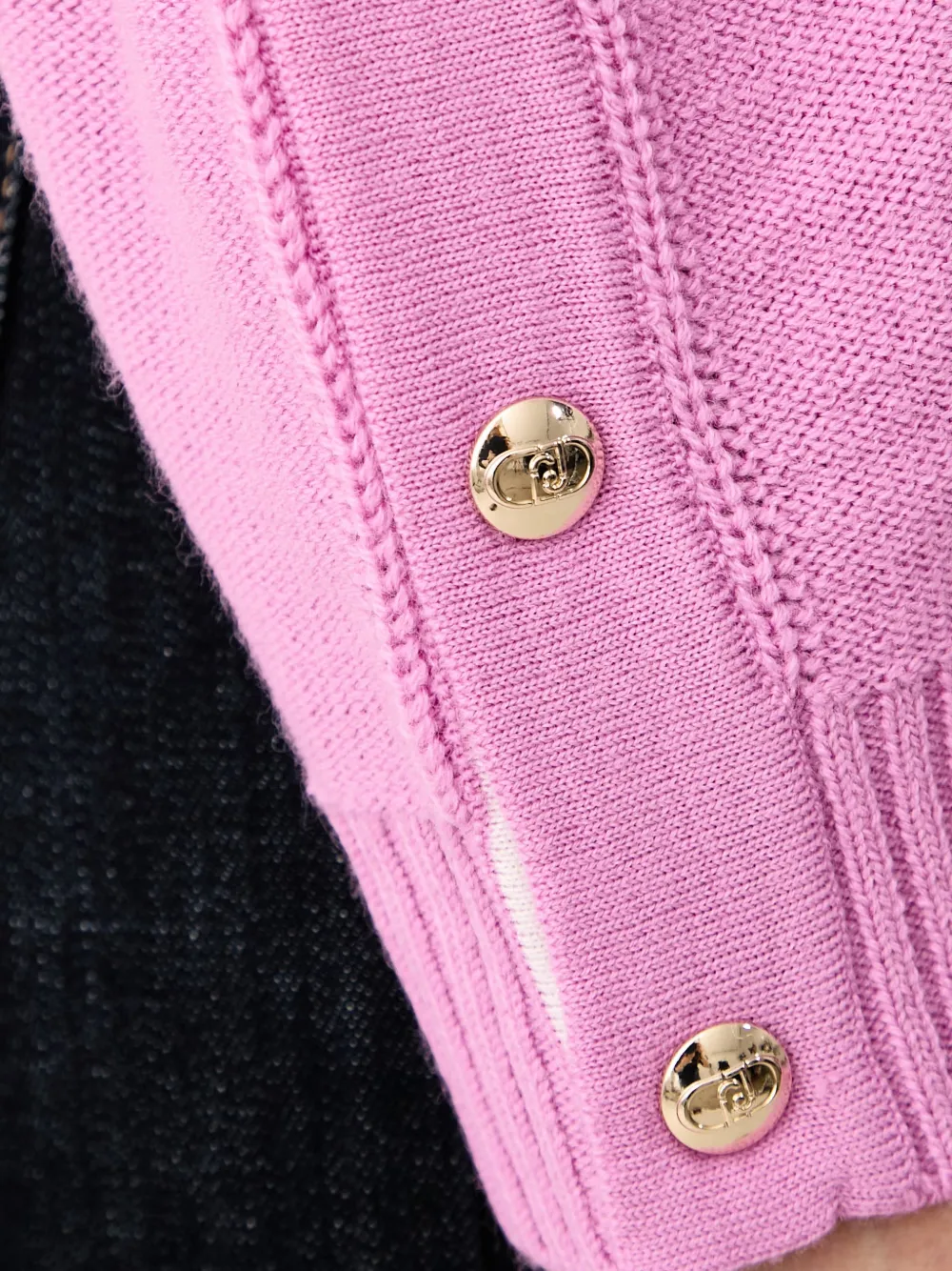 LIU JO knit sweater in a wool-blend with buttons Roze
