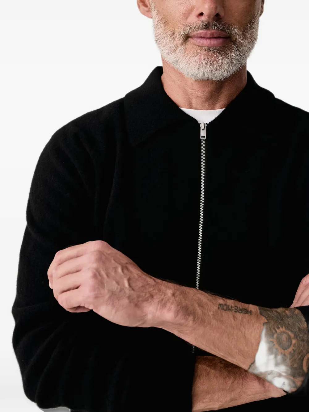 Lindbergh zip-up spread-collar cardigan Zwart