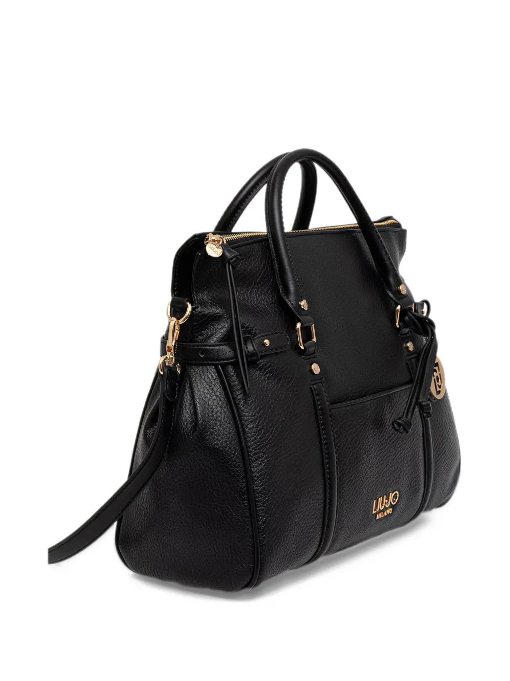 LIU JO logo-plaque pebbled tote bag Zwart