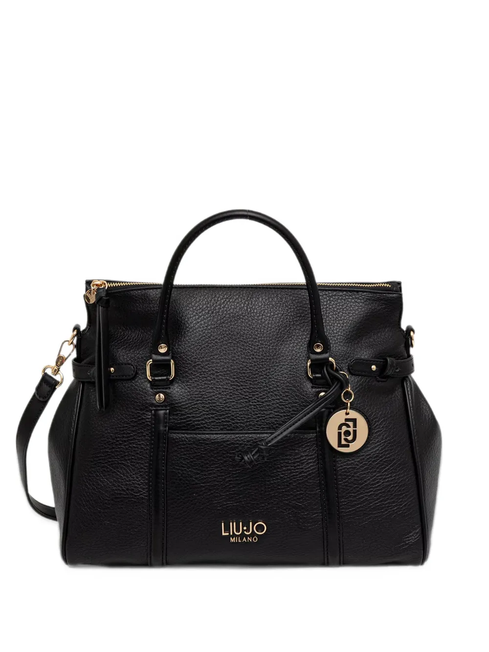LIU JO logo-plaque pebbled tote bag Zwart