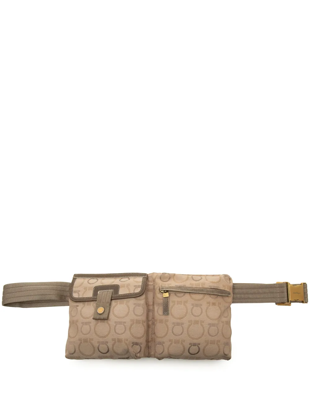 Ferragamo Pre-Owned 2010-2026 Gancini Canvas Double Pocket belt bag - Neutrals
