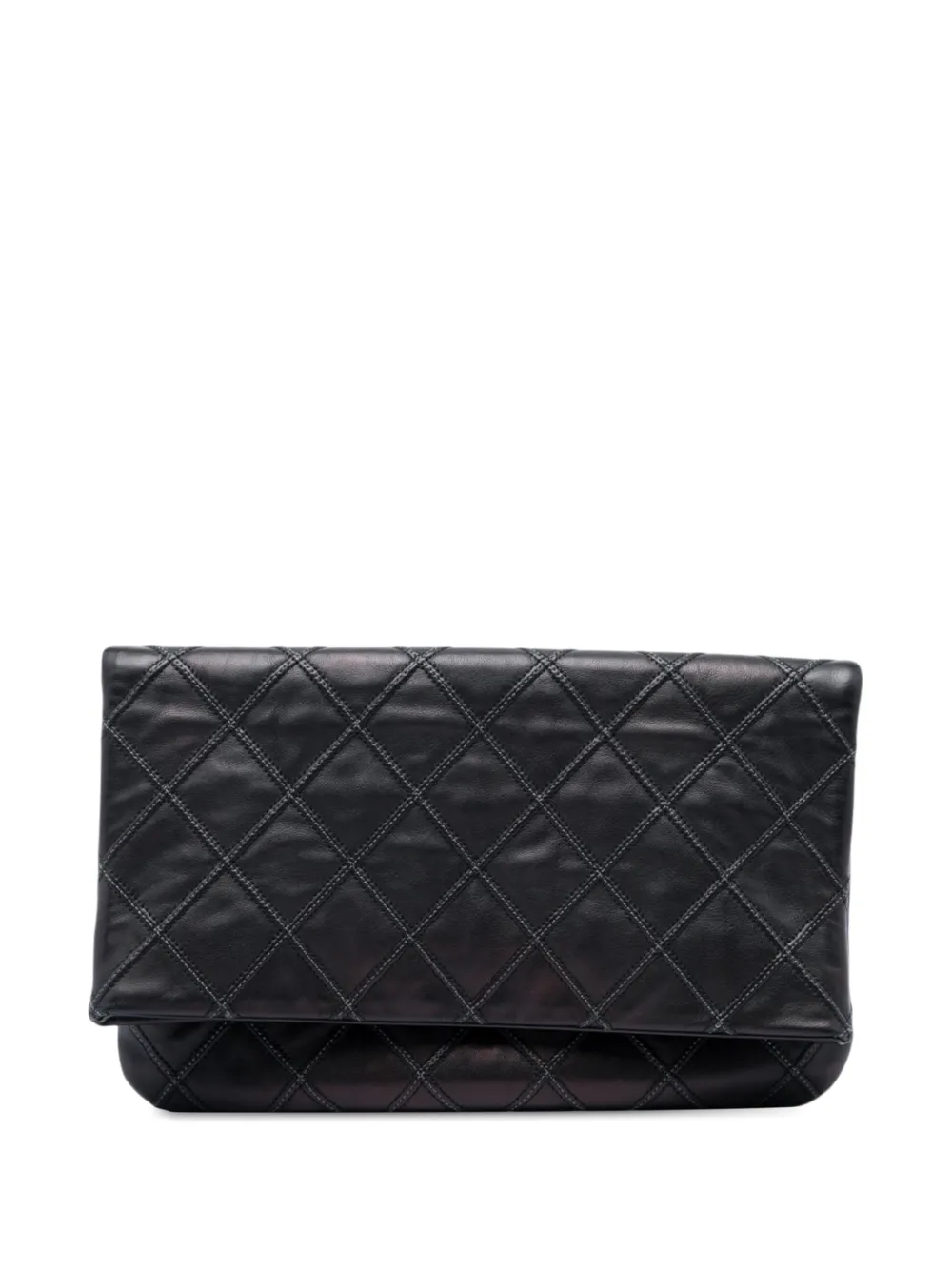 CHANEL Pre-Owned 2012-2013 Quilted Lambskin Thin City Foldover clutch bag - Nero