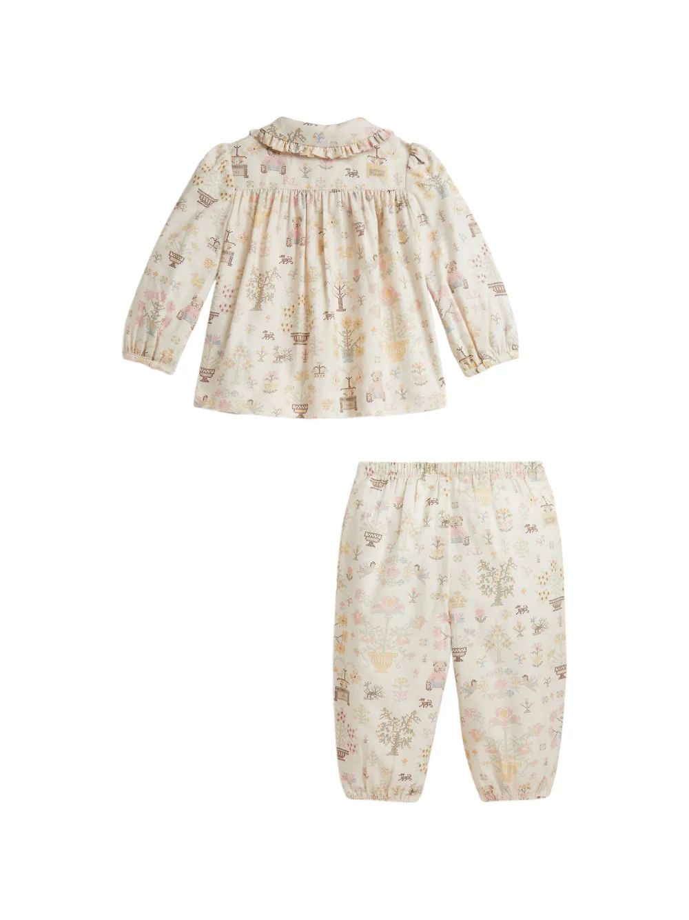 POLO RALPH LAUREN KIDS Polo Bear cotton twill top & pants Wit