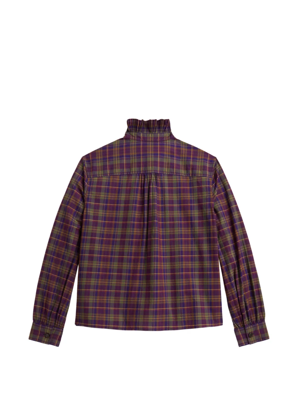 POLO RALPH LAUREN KIDS plaid ruffled cotton poplin top Paars
