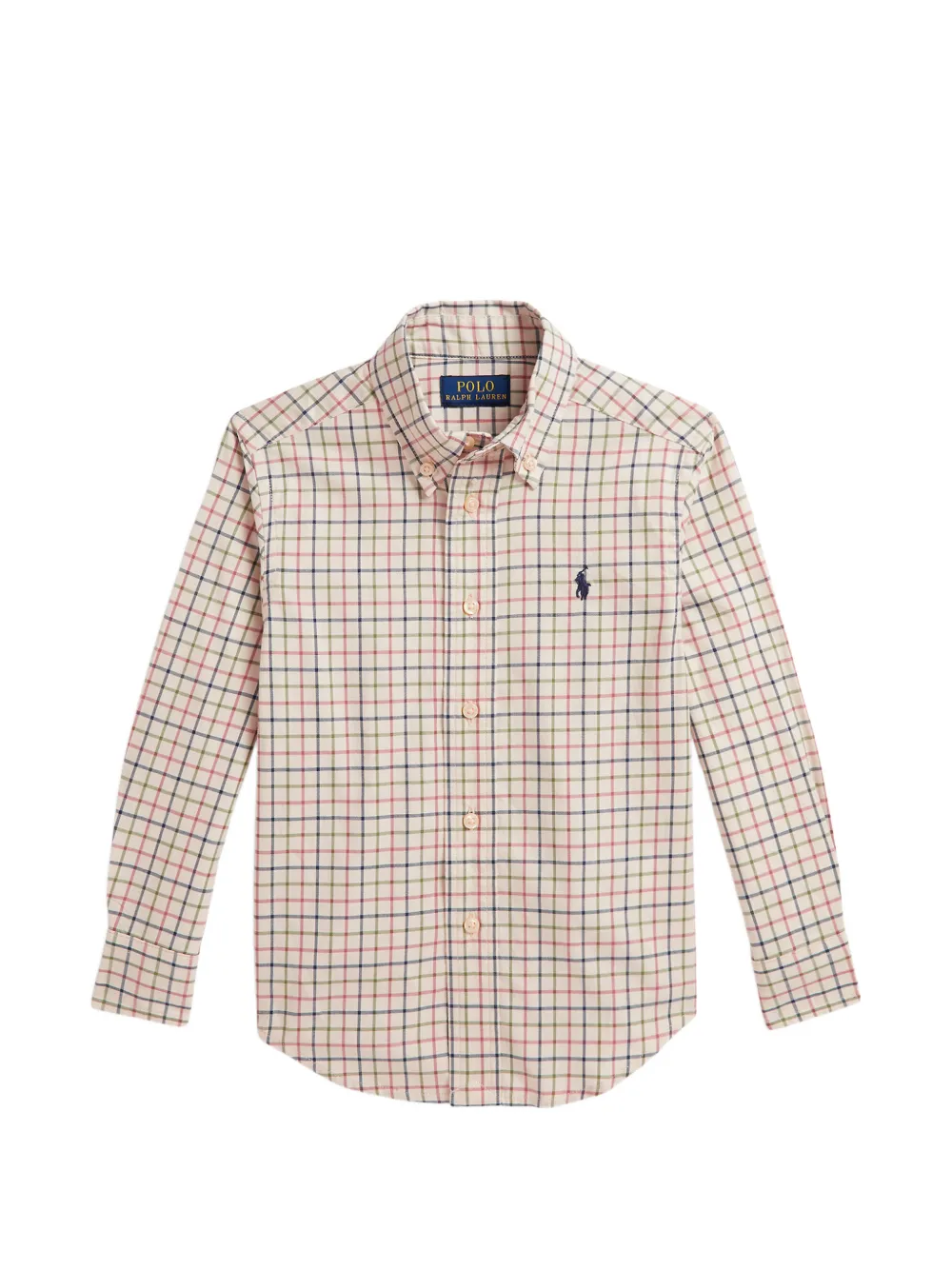 POLO RALPH LAUREN KIDS tattersall cotton twill shirt - Toni neutri