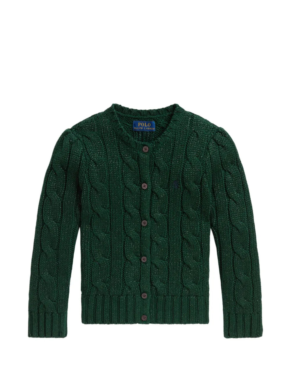 POLO RALPH LAUREN KIDS cable-knit lurex-detail cardigan - Verde