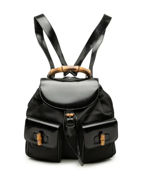 Gucci Pre-Owned mochila grande de nylon y bambú con cordones del siglo XX