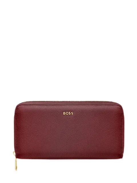 BOSS logo-plaque pebbled wallet