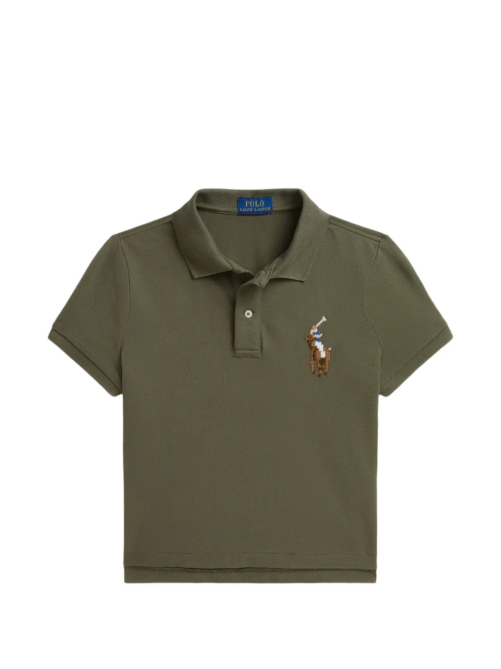 POLO RALPH LAUREN KIDS boxy Big Pony stretch-mesh polo shirt - Verde