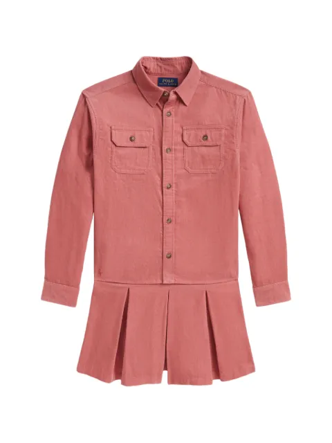 POLO RALPH LAUREN KIDS cotton corduroy shirt & culotte shorts set