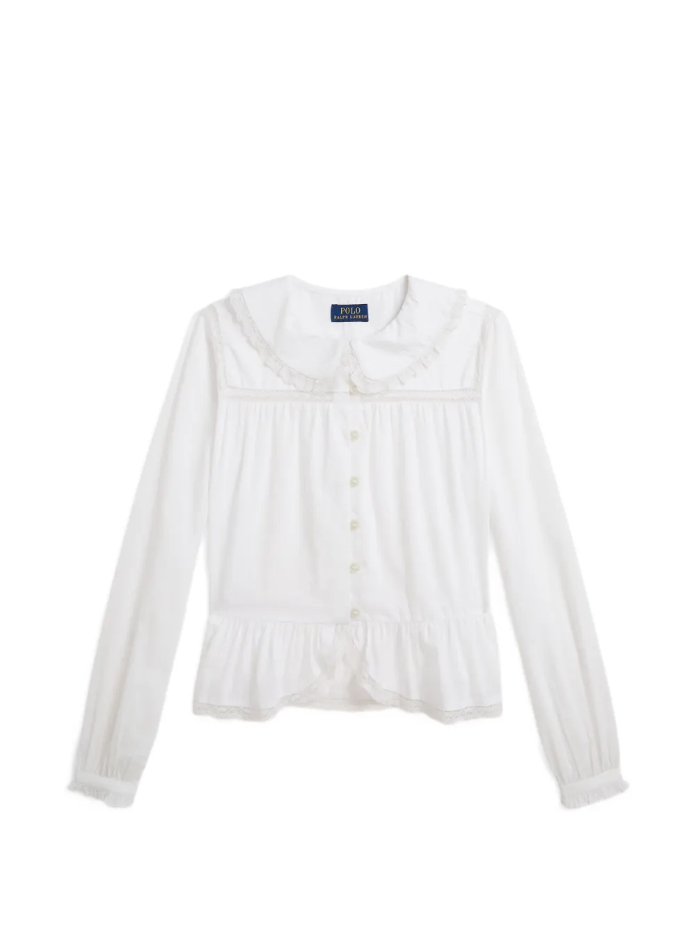 POLO RALPH LAUREN KIDS lace-trim ruffled blouse - Bianco