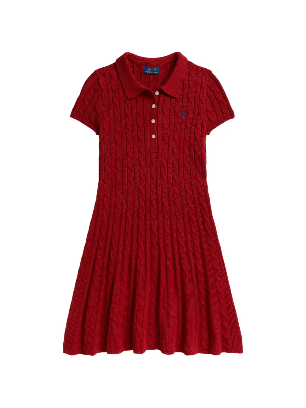 POLO RALPH LAUREN KIDS cable-knit cotton polo jumper dress Rood