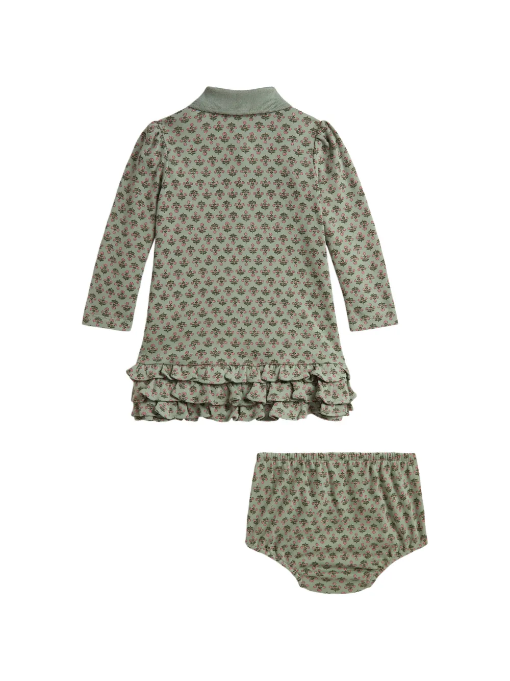 POLO RALPH LAUREN KIDS floral soft-cotton Polo dress & bloomer Groen