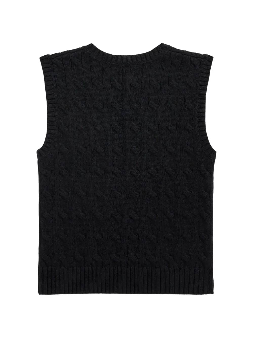 POLO RALPH LAUREN KIDS cable-knit V-neck sweater vest Zwart