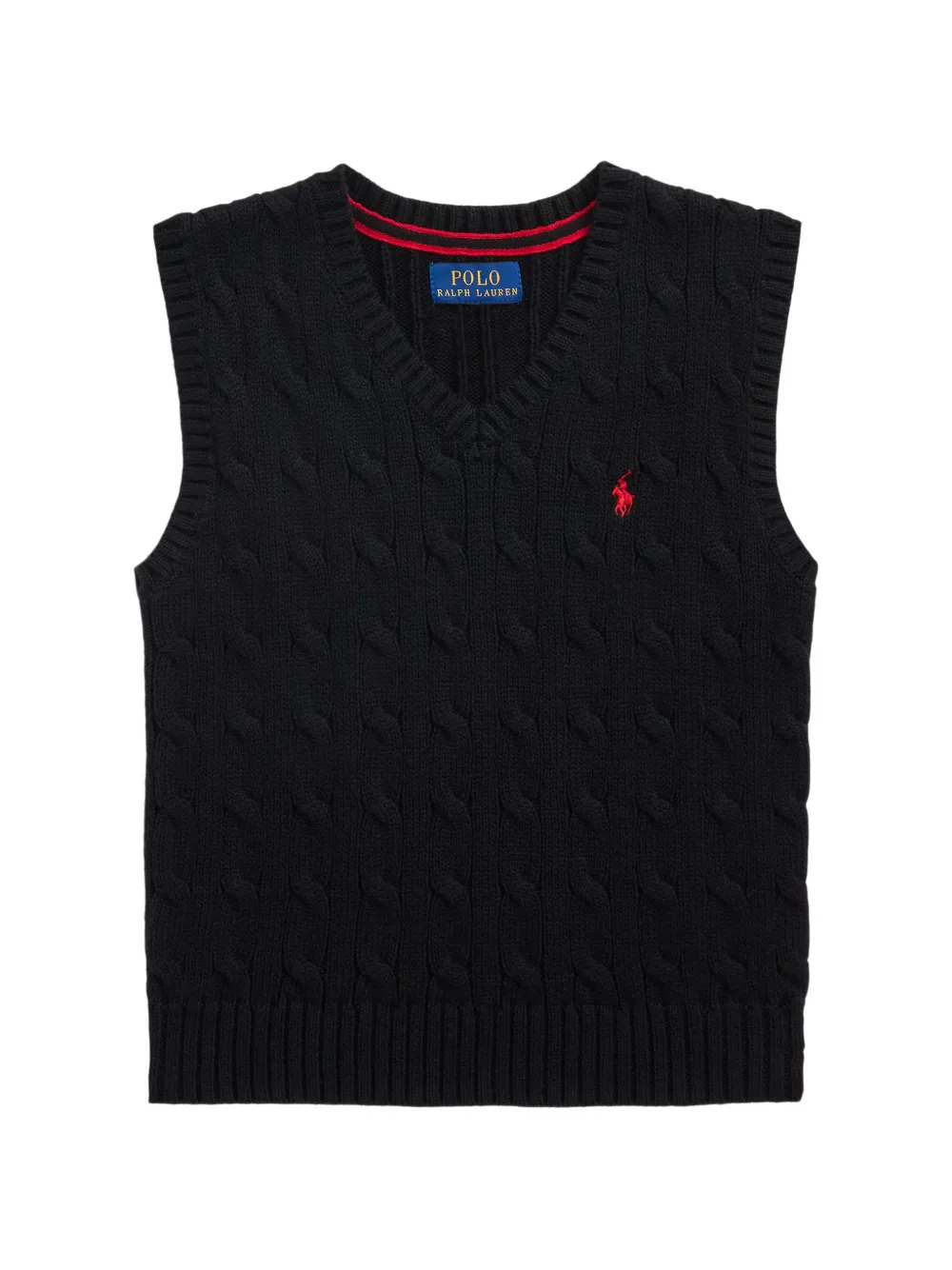 POLO RALPH LAUREN KIDS cable-knit V-neck sweater vest - Nero