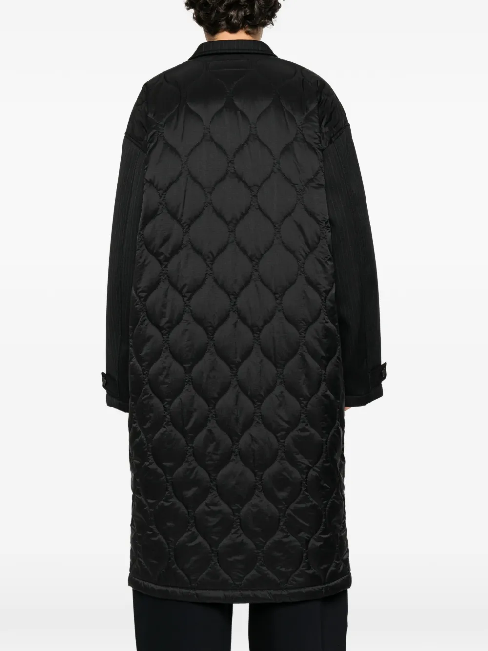 Comme des Garçons Homme pinstriped quilted coat Zwart