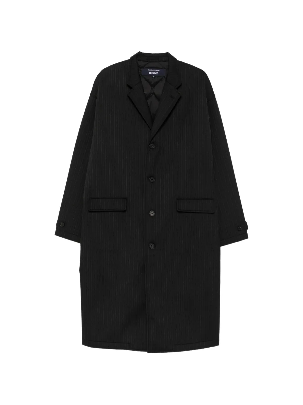 Comme des Garçons Homme pinstriped quilted coat Zwart