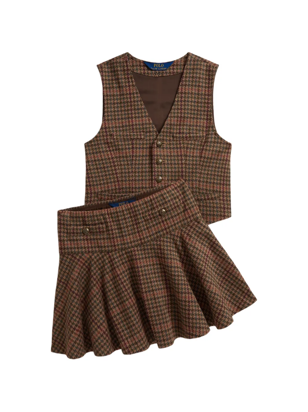 POLO RALPH LAUREN KIDS plaid double-knit skort - Marrone