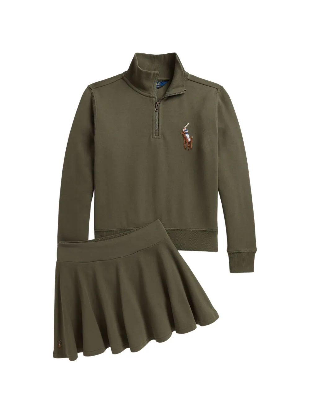 POLO RALPH LAUREN KIDS Pony motif sweater and skirt set - Verde