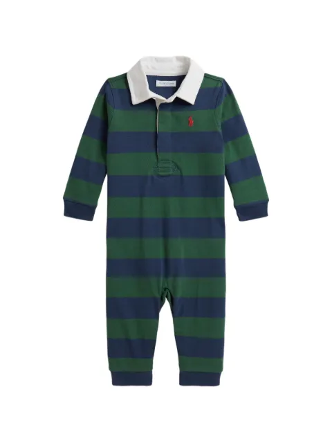 POLO RALPH LAUREN KIDS striped cotton jersey rugby coverall