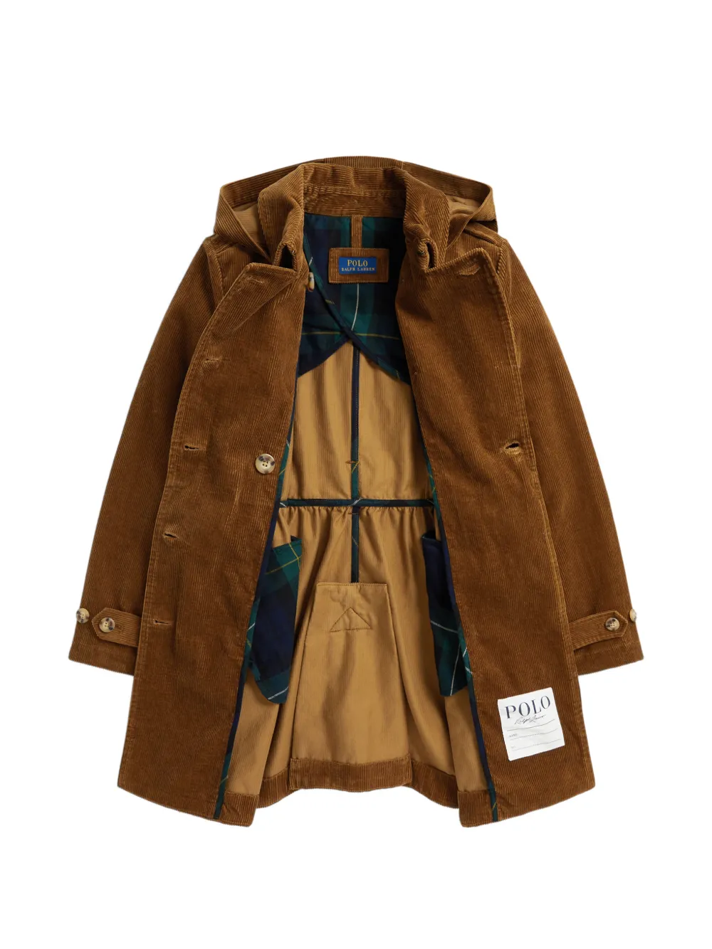 POLO RALPH LAUREN KIDS cotton corduroy hooded trench coat Bruin