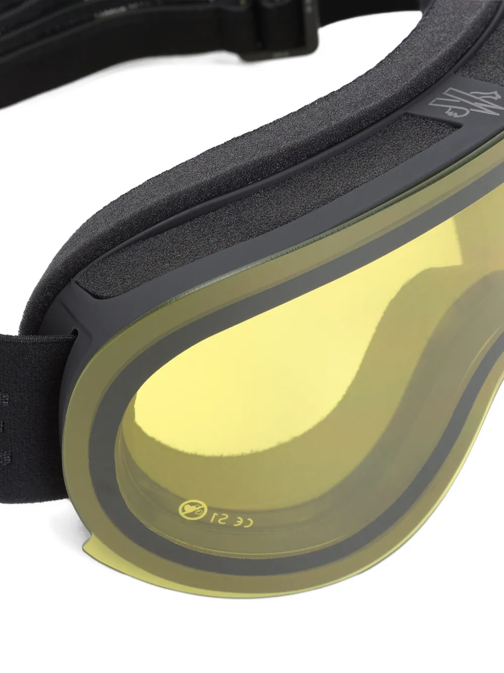 Moncler Eyewear logo-strap ski goggles Zwart
