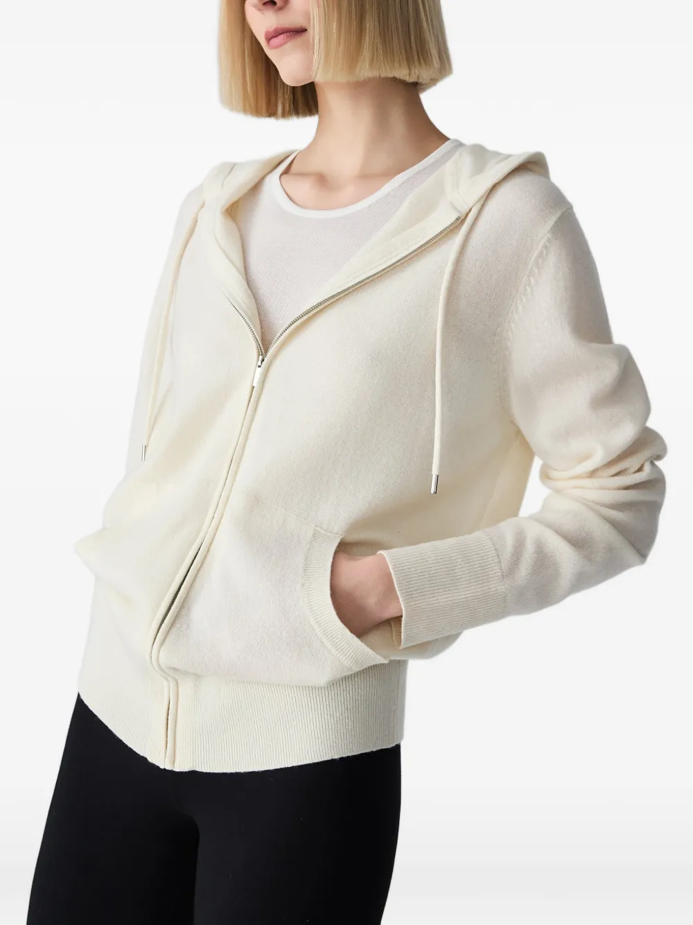 Vera Wang Heidi knitted zip-up hoodie Beige