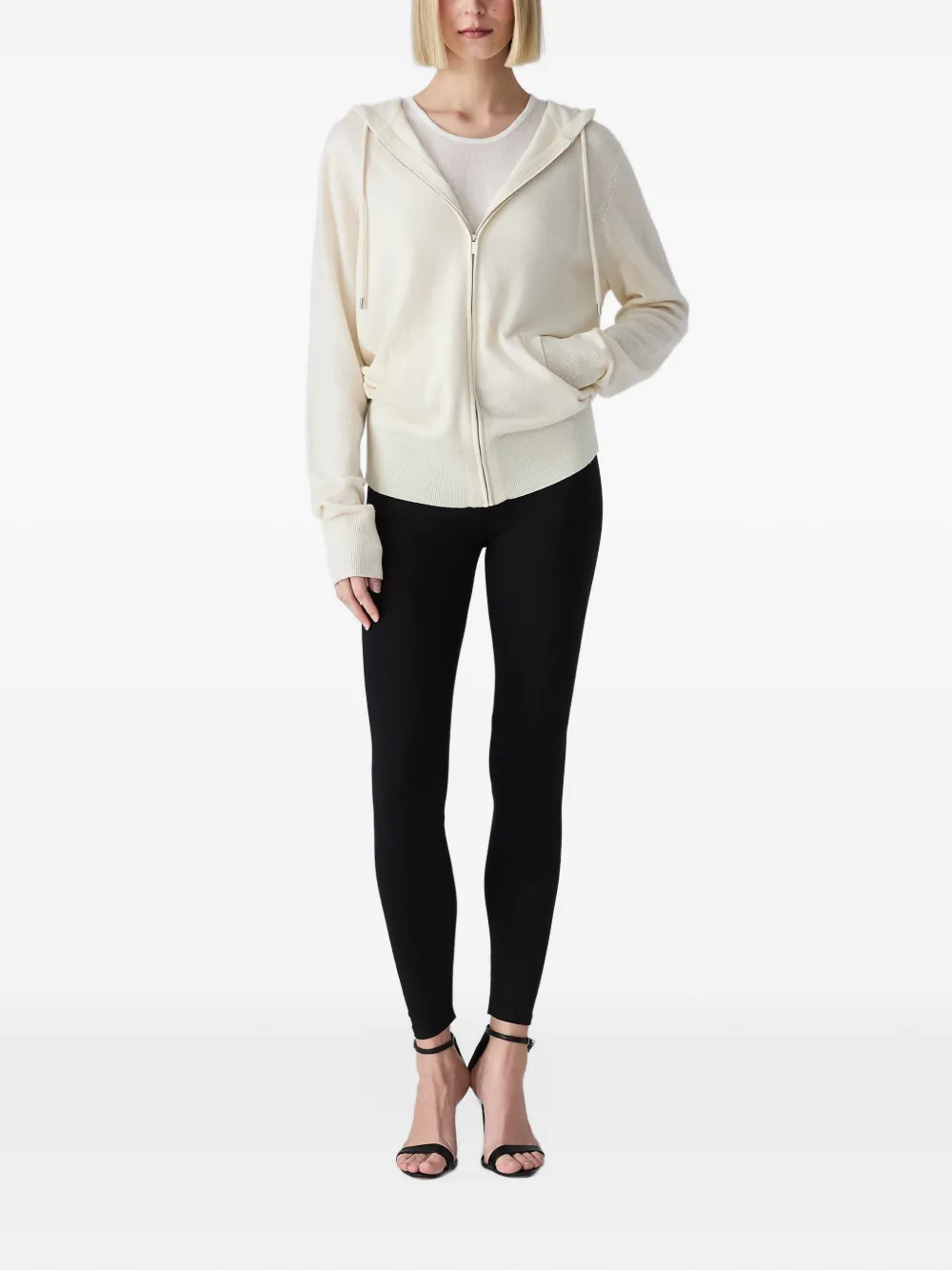 Vera Wang Heidi knitted zip-up hoodie Beige