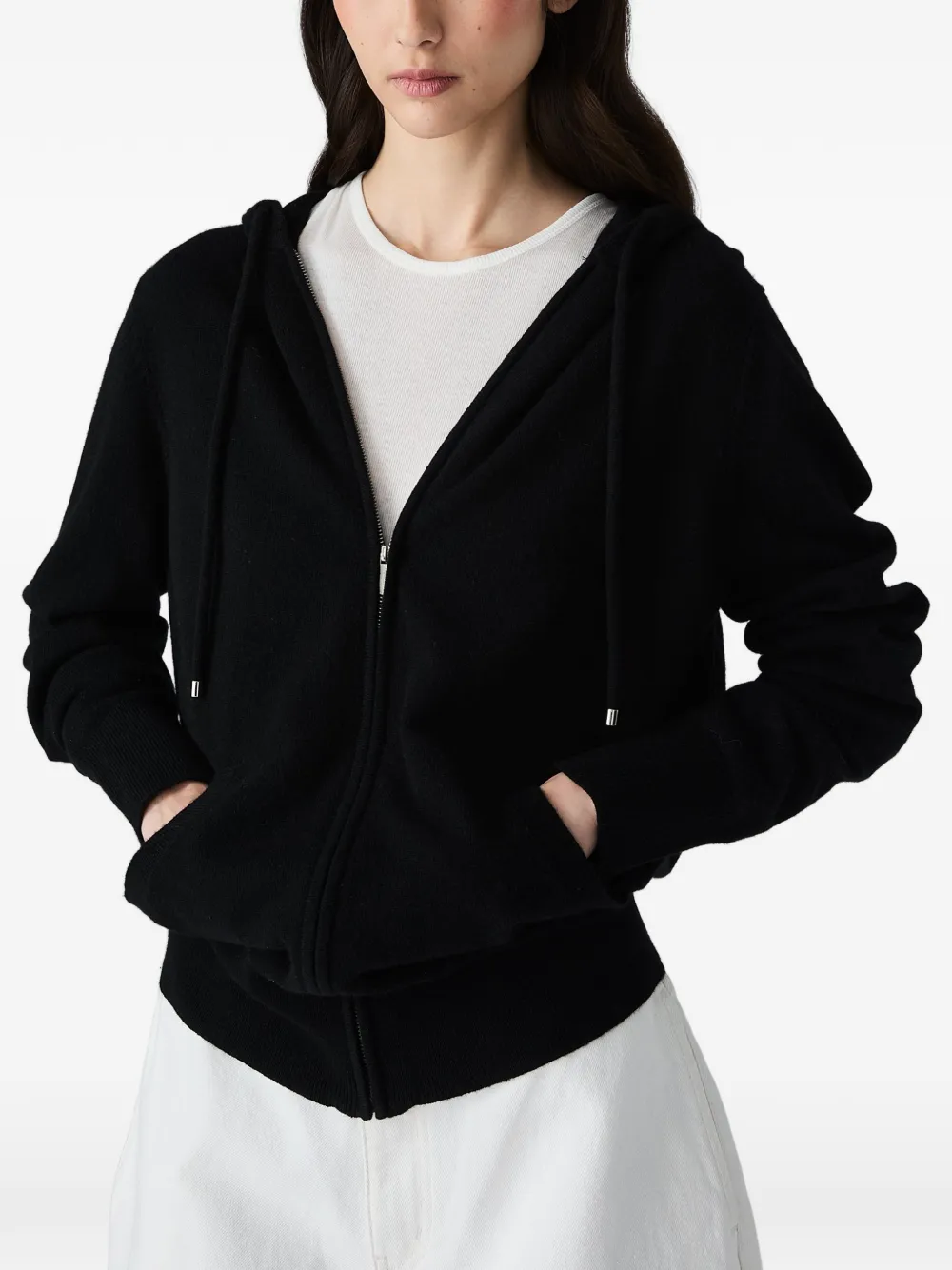 Vera Wang Heidi knitted zip-up hoodie Zwart
