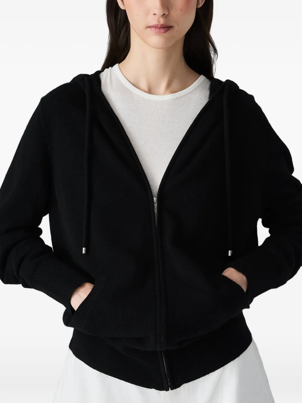 Vera Wang Heidi knitted zip-up hoodie Zwart