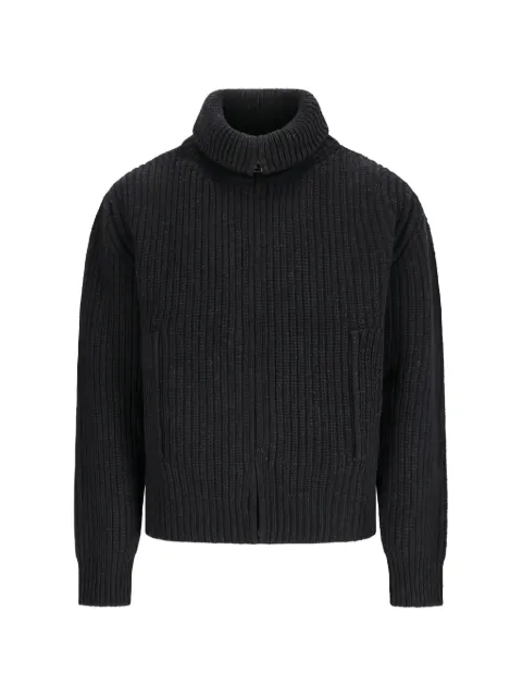 Spina ribbed-knit zip-up cardigan